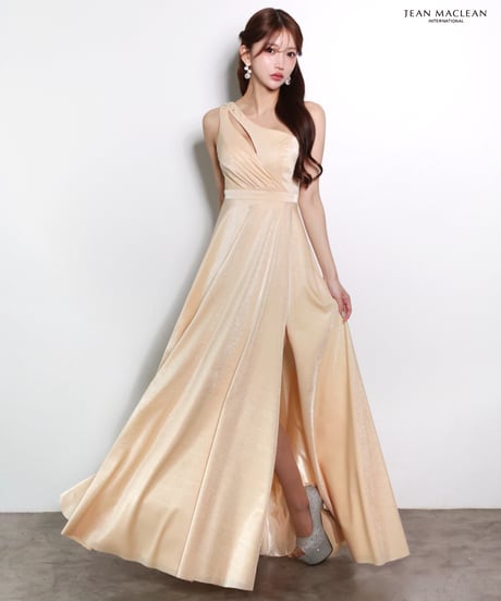 【JEAN MACLEAN】ワンショルダー/シャイニーサテン/LongDress【61173】