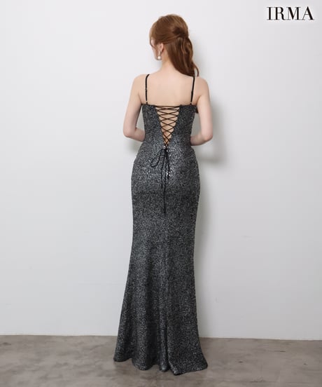 【JEAN MACLEAN】ニットスパンコール/レース/スリット入り/LongDress【61143】