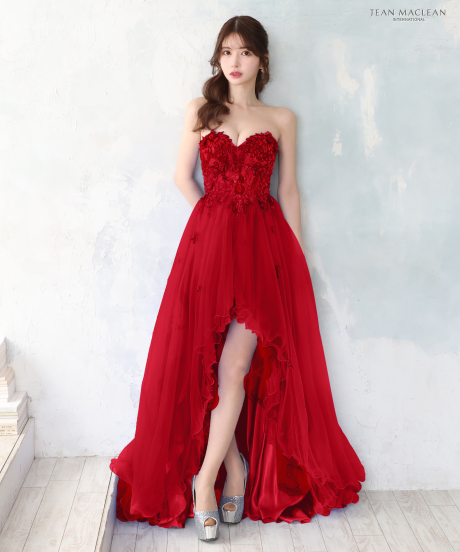 JEAN MACLEAN】フラワーレース/ベア/ハイ&ロー/Dress【41688 JEAN MACLEAN】フラワーレース/ベア/ハイ&ロー/Dress【41688