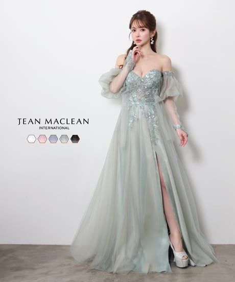 【JEAN MACLEAN】ベアトップ/モチーフレース/姫/スリーブ付き/LongDress【61123】