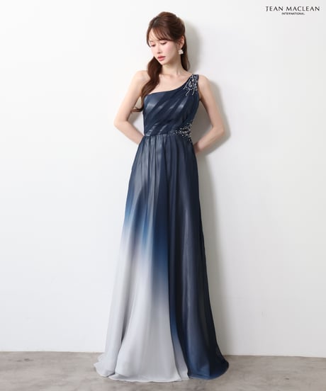 【JEAN MACLEAN】グラデーションシフォン/ワンショルダー/LongDress【61093】