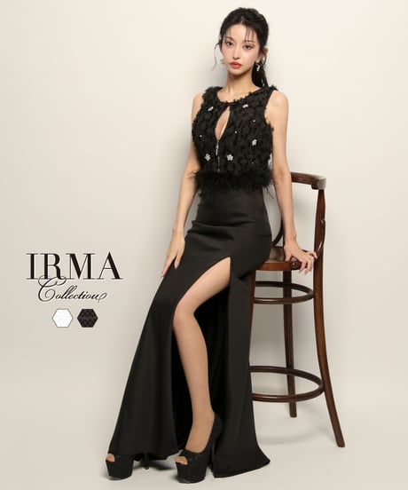 IRMA 黒 ビーズ装飾 ナイトドレス IRMA 黒 ビーズ装飾 ナイトドレス IRMA 黒 ビーズ装飾 ナイト