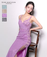 【JEAN MACLEAN】ラメニット/レース/カットアウト/スリット入り/LongDress【61171】