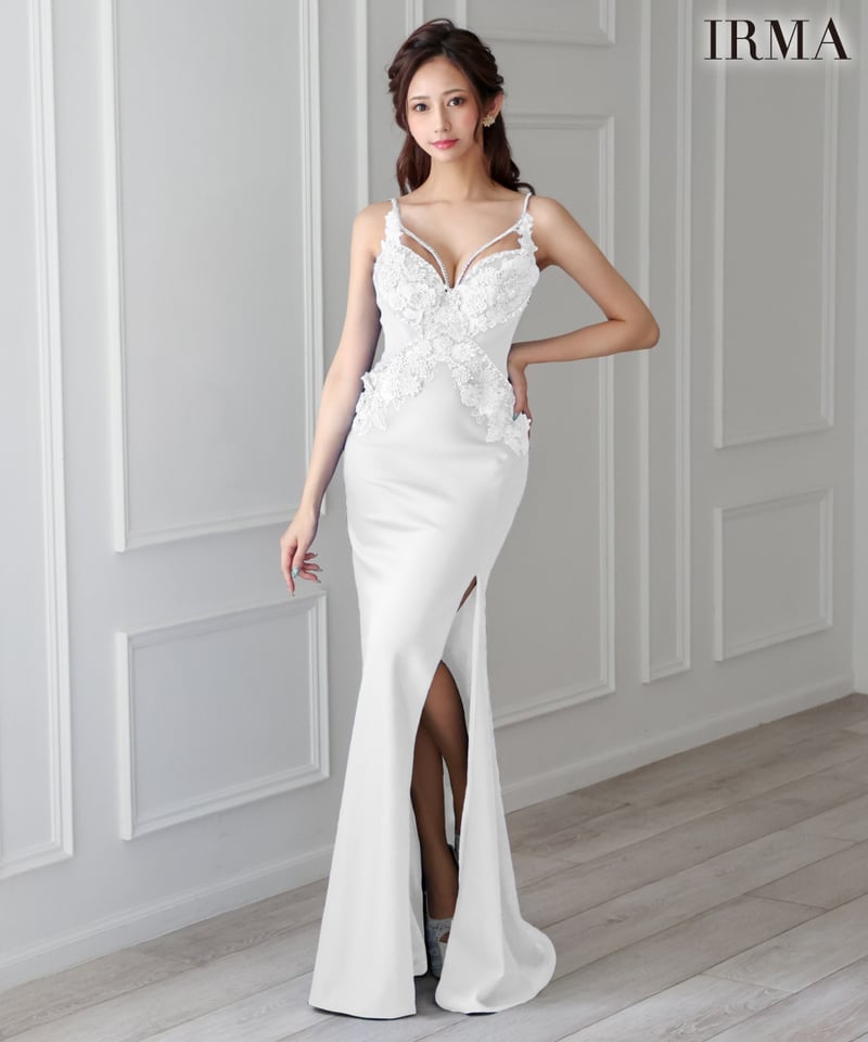 IRMA】ワンカラー/レース/スリット入り/LongDress【41684 IRMA】ワンカラー/レース/スリット入り/LongDress【41684