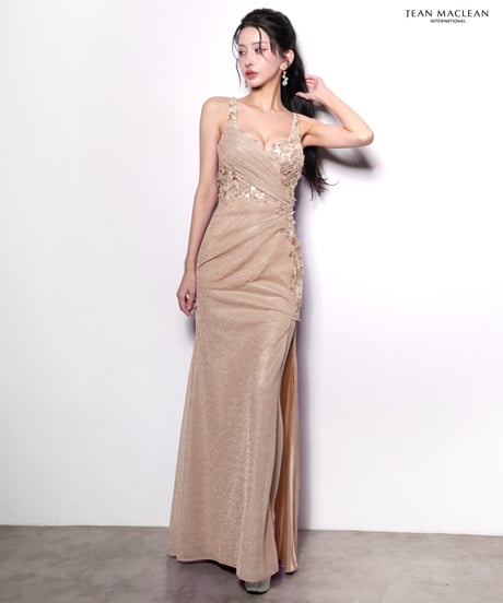 【IRMA】ラメニット/レース/カットアウト/スリット入り/LongDress【61171】