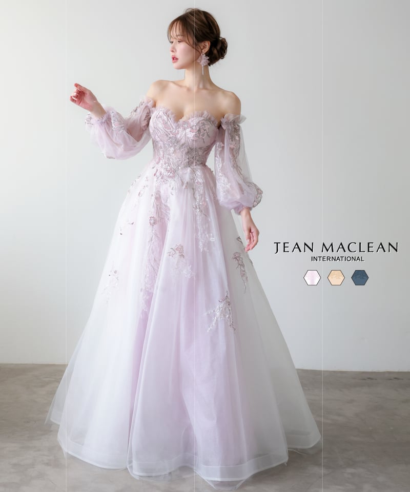 【ジャンク品】　ユニオン　サンプルロースター JEAN MACLEAN】ネット/刺繡/姫/スリーブ付き/LongDress【51955】