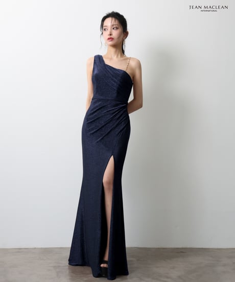 【JEAN MACLEAN】ラメニット/ワンショルダー/スリット入り/LongDress【51947-2】