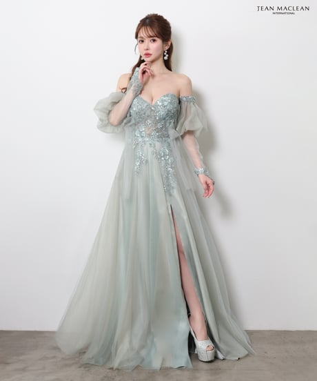 【JEAN MACLEAN】ベアトップ/モチーフレース/姫/スリーブ付き/LongDress【61123】