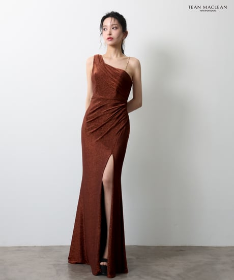 【JEAN MACLEAN】ラメニット/ワンショルダー/スリット入り/LongDress【51947-2】
