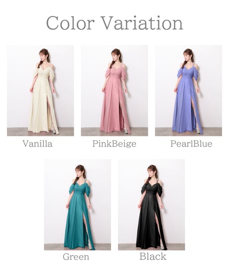 【JEAN MACLEAN】ドレープスリーブ/スリット入り/シフォン/LongDress【61121】