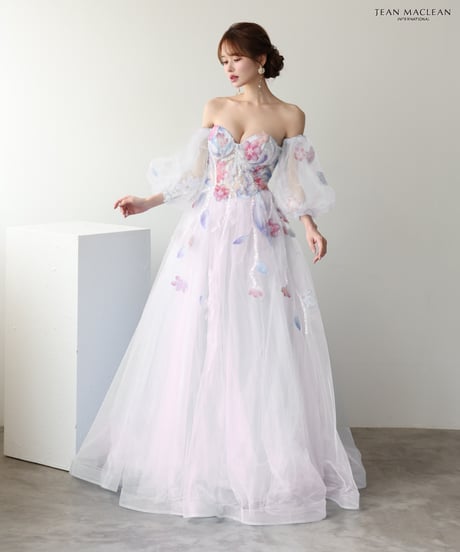 【JEAN MACLEAN】ネット/刺繡/姫/スリーブ付き/LongDress【61065】