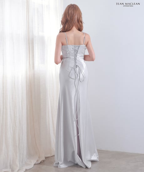 【JEAN MACLEAN】ストレッチシャイニーサテン/ベア/スリット入り/LongDress【61262】