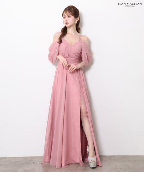 【JEAN MACLEAN】ドレープスリーブ/スリット入り/シフォン/LongDress【61121】