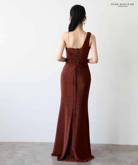 【JEAN MACLEAN】ラメニット/ワンショルダー/スリット入り/LongDress【51947-2】