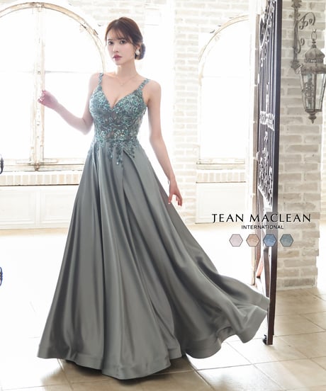 JEAN MACLEAN】ストレッチサテン/レース/LongDress【51803】 | I JEAN MACLEAN】ストレッチサテン/レース/LongDress【51803】 | I