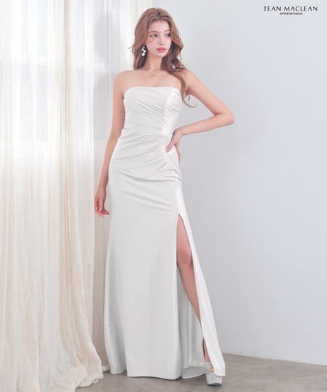 【JEAN MACLEAN】ストレッチシャイニーサテン/ベア/スリット入り/LongDress【61262】