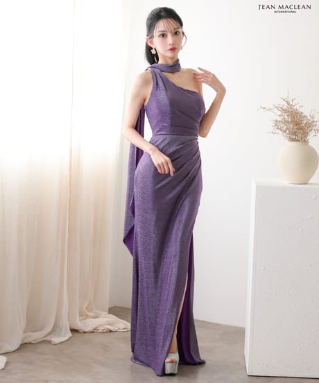 【IRMA】ラメニット/ワンショルダー/スリット入り/LongDress【51928-2】