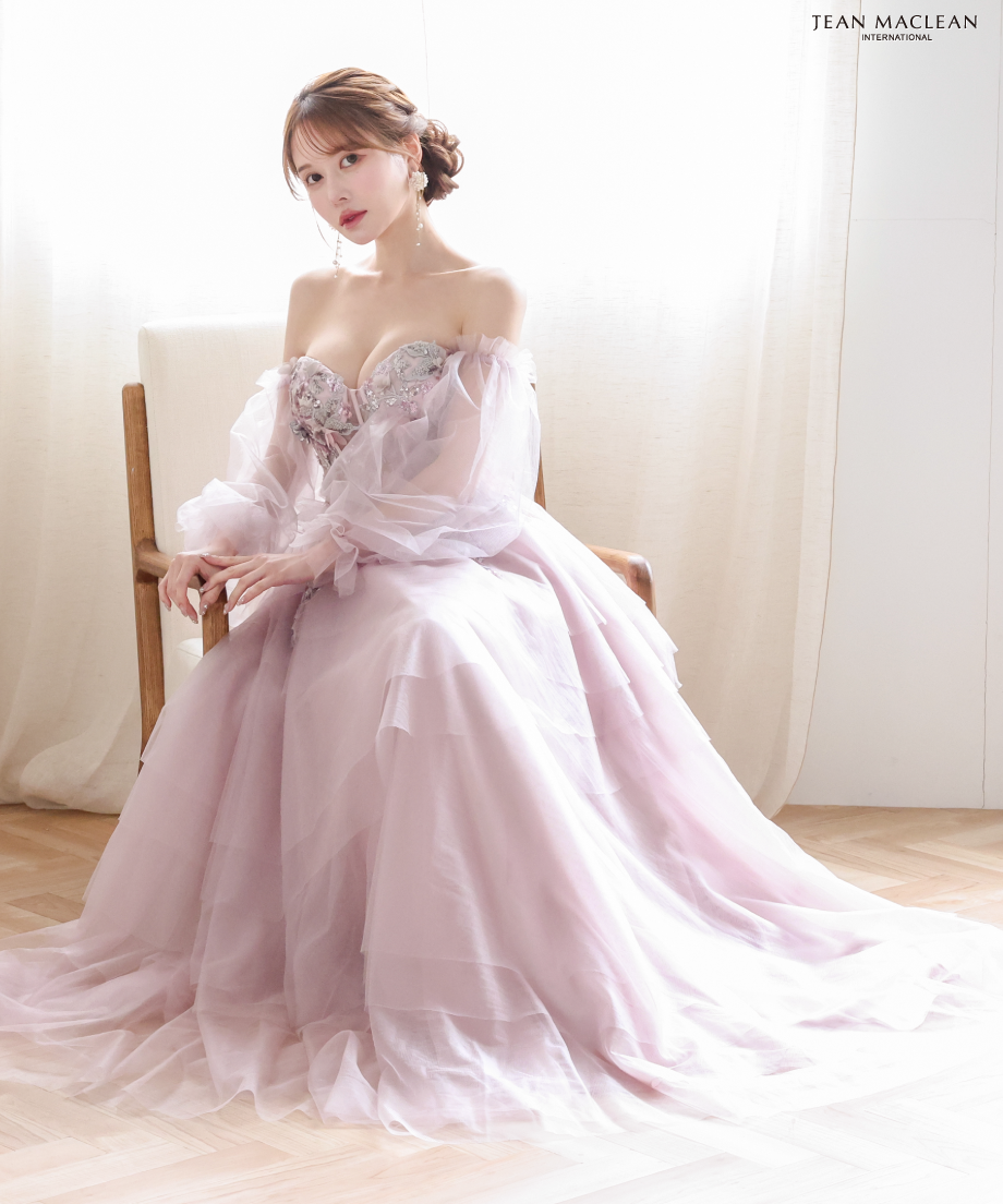 JEAN MACLEAN】ネット/刺繡/姫/スリーブ付き/LongDress【51933】