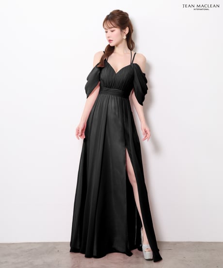 【JEAN MACLEAN】ドレープスリーブ/スリット入り/シフォン/LongDress【61121】