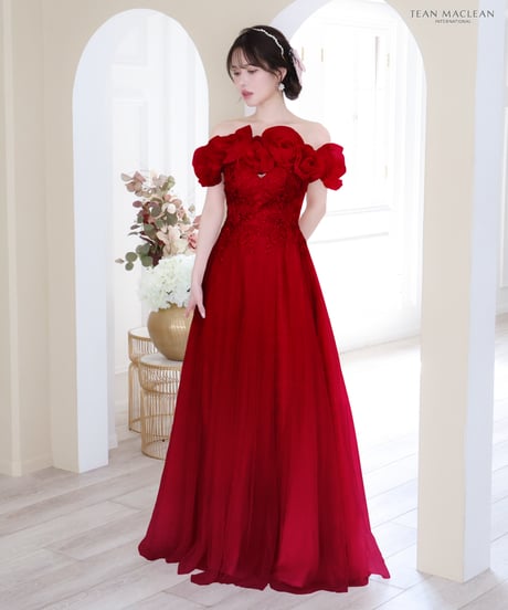 【JEAN MACLEAN】フラワーレースショール付き/オフショル/姫/LongDress【41729-3】