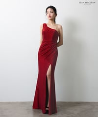 【JEAN MACLEAN】ラメニット/ワンショルダー/スリット入り/LongDress【51947-4】