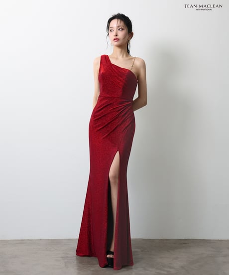 【JEAN MACLEAN】ラメニット/ワンショルダー/スリット入り/LongDress【51947-2】