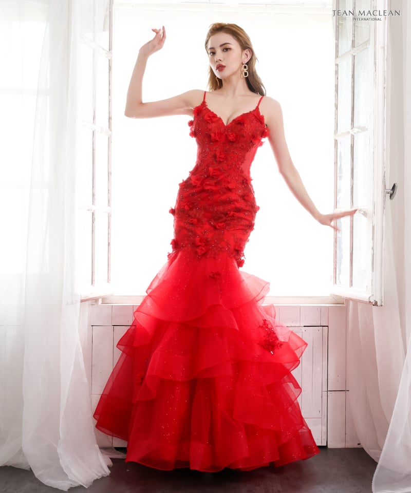 JEAN MACLEAN】フラワーモチーフレース/マーメイド/LongDress【41592 JEAN MACLEAN】フラワーモチーフレース/マーメイド/LongDress【41592