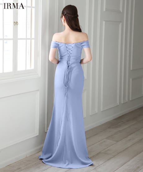 【IRMA】オフショル/3Dフラワーレース/スリット入り/LongDress【51796-3】
