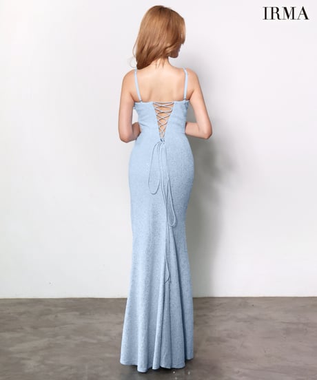 【IRMA】スパンコールニット/カットアウト/刺繡/スリット入り/LongDress【61315】
