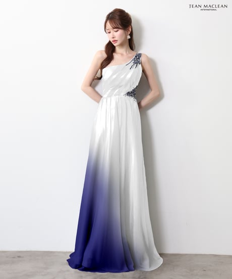 【JEAN MACLEAN】グラデーションシフォン/ワンショルダー/LongDress【61093】