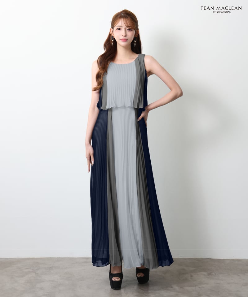 JEAN MACLEAN】バイカラー/シフォンプリーツ/ワンピース【51950】 | IRM