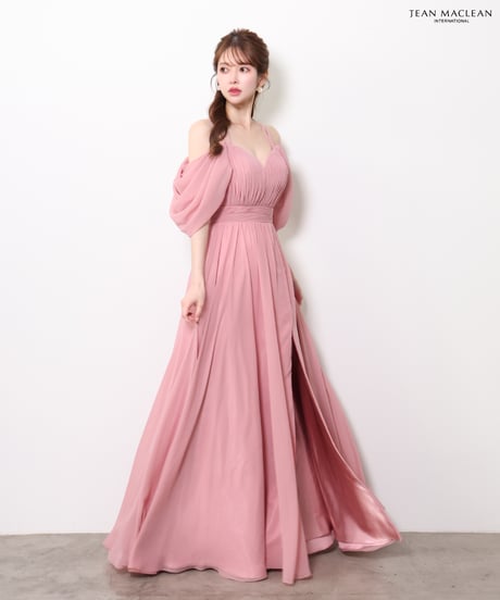 【JEAN MACLEAN】ドレープスリーブ/スリット入り/シフォン/LongDress【61121】