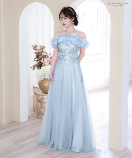 【JEAN MACLEAN】フラワーレースショール付き/オフショル/姫/LongDress【41729-3】