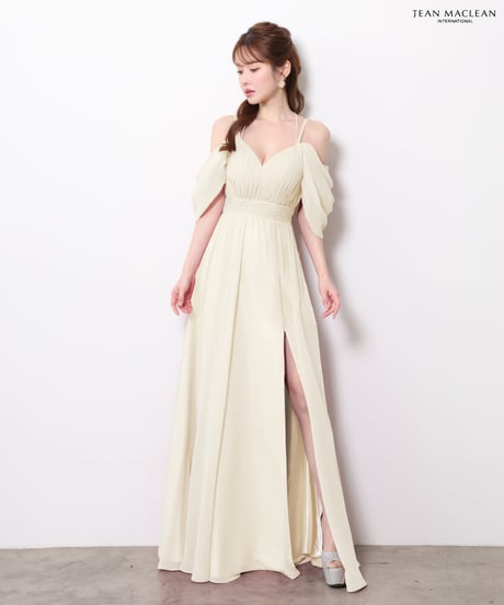 【JEAN MACLEAN】ドレープスリーブ/スリット入り/シフォン/LongDress【61121】