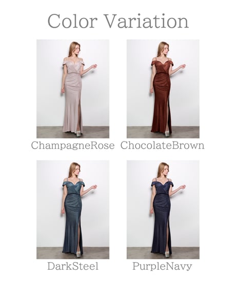 【JEAN MACLEAN】オフショル/ラメニット/スリット入り/LongDress【61318】