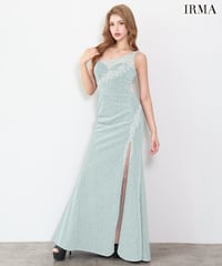【IRMA】ラメニット/ワンショル/刺繡/スリット入り/LongDress【61287】