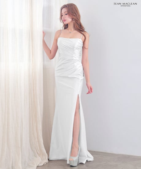【JEAN MACLEAN】ストレッチシャイニーサテン/ベア/スリット入り/LongDress【61262】