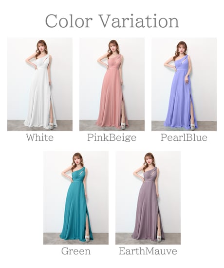 【JEAN MACLEAN】ワンショル/シフォン/プリーツ/LongDress【61201】