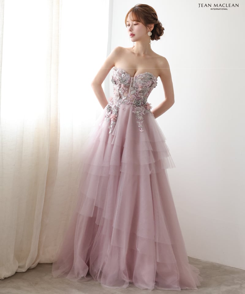 JEAN MACLEAN】ネット/刺繡/姫/スリーブ付き/LongDress【51933】