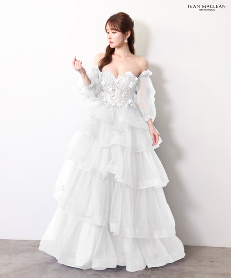 【JEAN MACLEAN】ベアトップ/モチーフレース/姫/スリーブ付き/LongDress【61096】