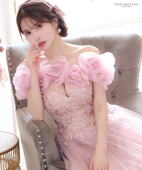 【JEAN MACLEAN】フラワーレースショール付き/オフショル/姫/LongDress【41729-3】