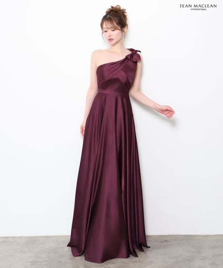 【JEAN MACLEAN】ワンショルダー/サテン/フレア/LongDress【61320】