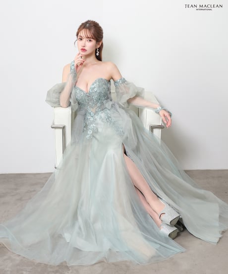 【JEAN MACLEAN】ベアトップ/モチーフレース/姫/スリーブ付き/LongDress【61123】