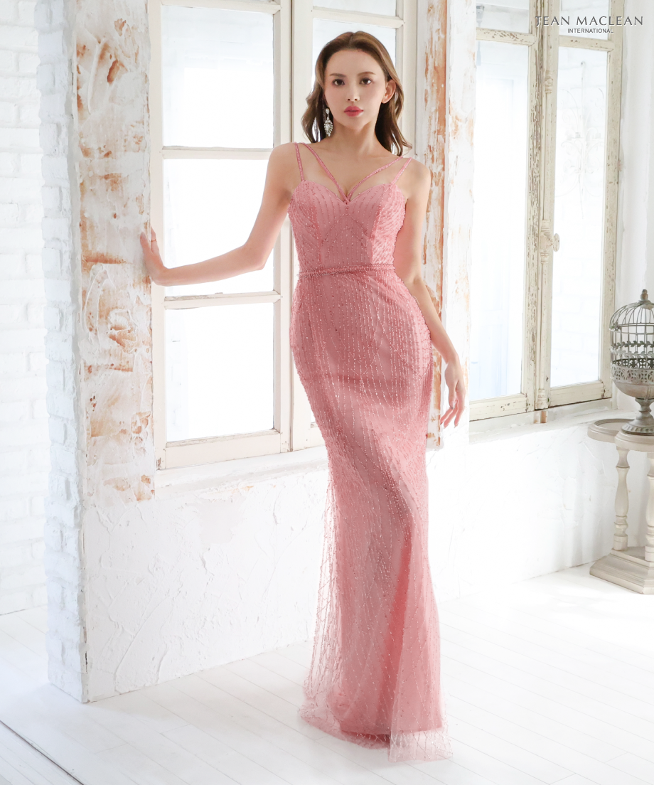 JEAN MACLEAN】スパンコールビーズ刺繡レース/ネット/LongDress【4161