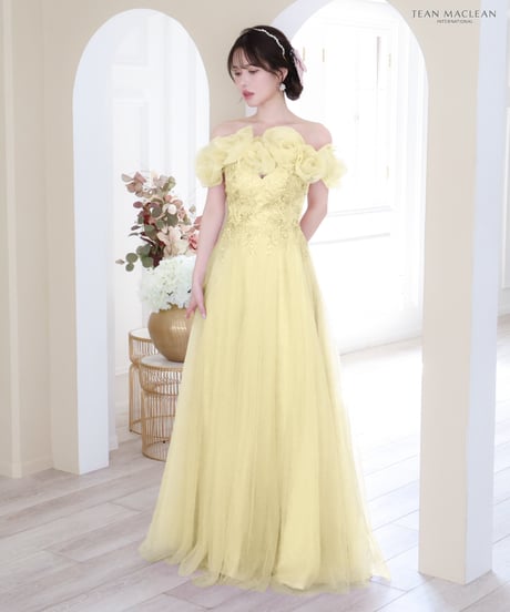 【JEAN MACLEAN】フラワーレースショール付き/オフショル/姫/LongDress【41729-3】