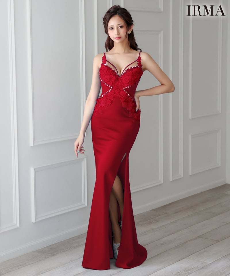 IRMA】ワンカラー/レース/スリット入り/LongDress【41684 IRMA】ワンカラー/レース/スリット入り/LongDress【41684