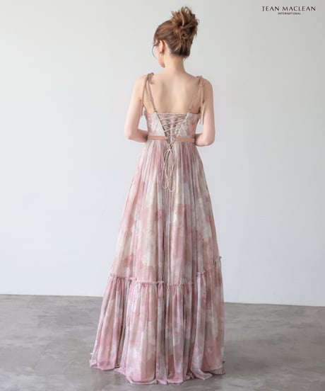 【JEAN MACLEAN】スタッズ付きフラワープリントパワーネット/LongDress【61202】