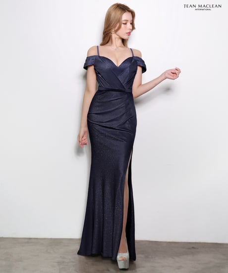 【JEAN MACLEAN】オフショル/ラメニット/スリット入り/LongDress【61318】