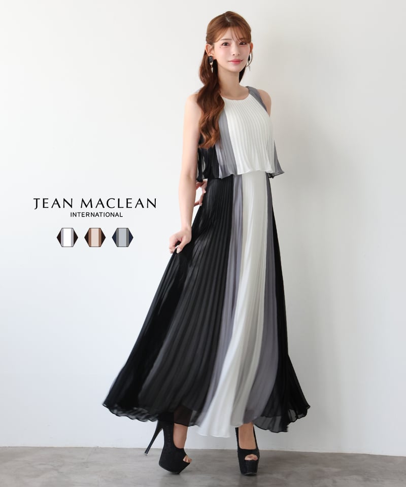 JEAN MACLEAN パーティードレス 9号 ベージュ・黒 JEAN MACLEAN パーティードレス 9号 ベージュ・黒 JEAN MACLEAN