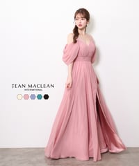 【JEAN MACLEAN】ドレープスリーブ/スリット入り/シフォン/LongDress【61121】